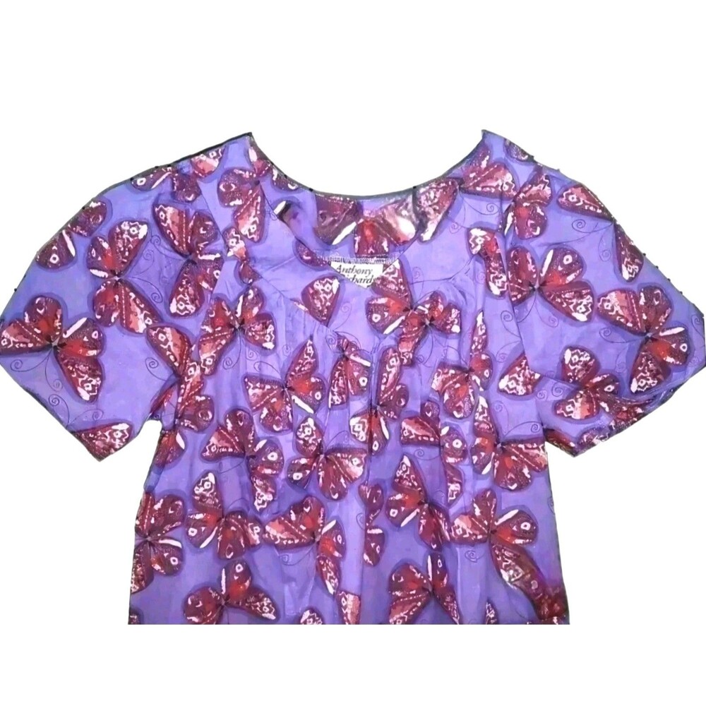 Anthony Richard’s Purple Butterfly Mumu Midi Patio House Dress Women's Size 1X - Picture 3 of 6